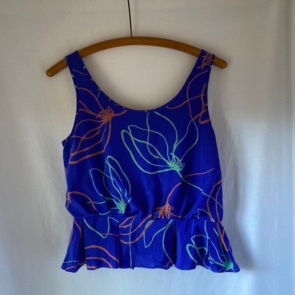 Anthropologie Spindleflower graphic print silk tank by Sariah, size 4 - Picture 1 of 4